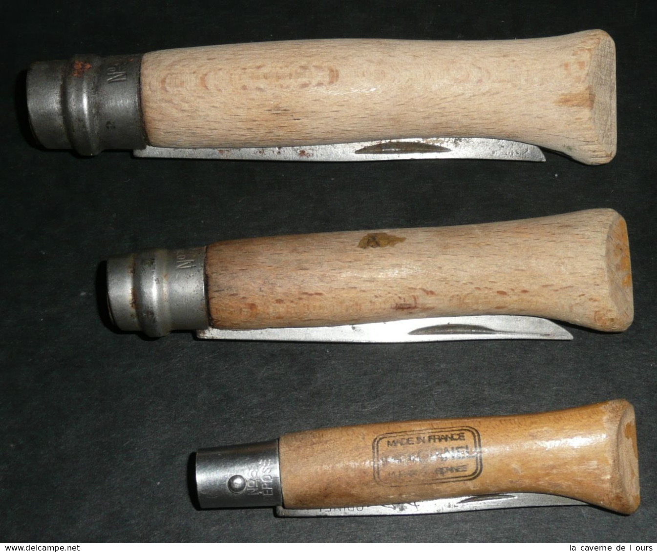 Lot 3 Anciens Couteaux Opinel N° 5 7 & 9 Virobloc Main Gantée Couronnée - Strumenti Antichi