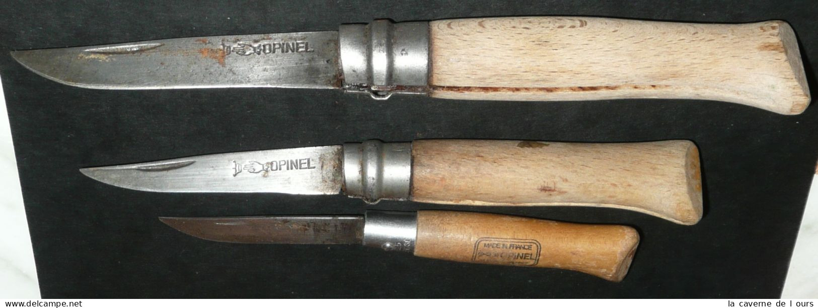 Lot 3 Anciens Couteaux Opinel N° 5 7 & 9 Virobloc Main Gantée Couronnée - Outils Anciens