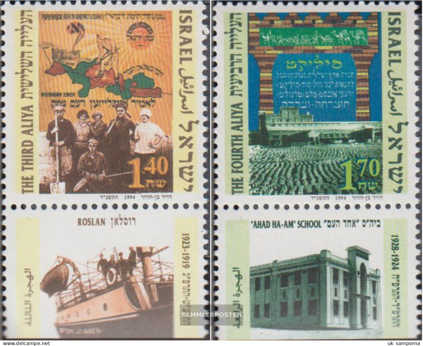 Israel 1307-1308 With Tab (complete Issue) Unmounted Mint / Never Hinged 1994 Aliya - Unused Stamps (with Tabs)