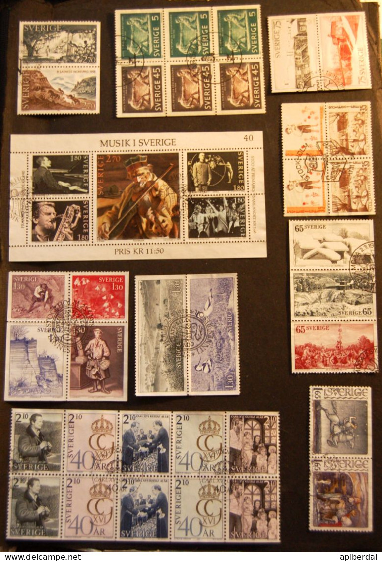Sueden Suède - Small Batch Of 55 Stamps + 1 Bloc Used - Colecciones