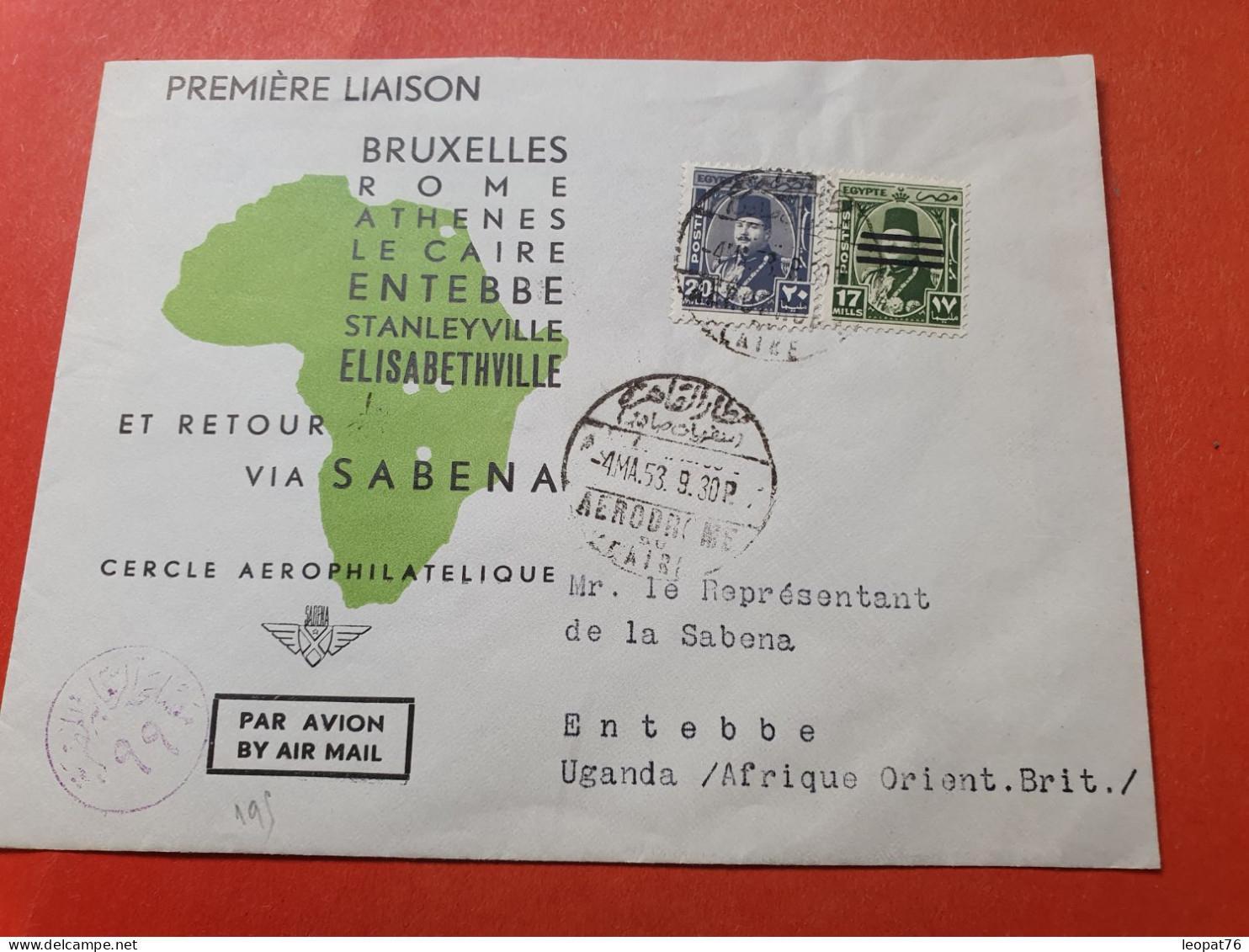 Egypte - Enveloppe Du Caire Pour Entebbe ( Ouganda ) En 1953 - Réf 3369 - Storia Postale