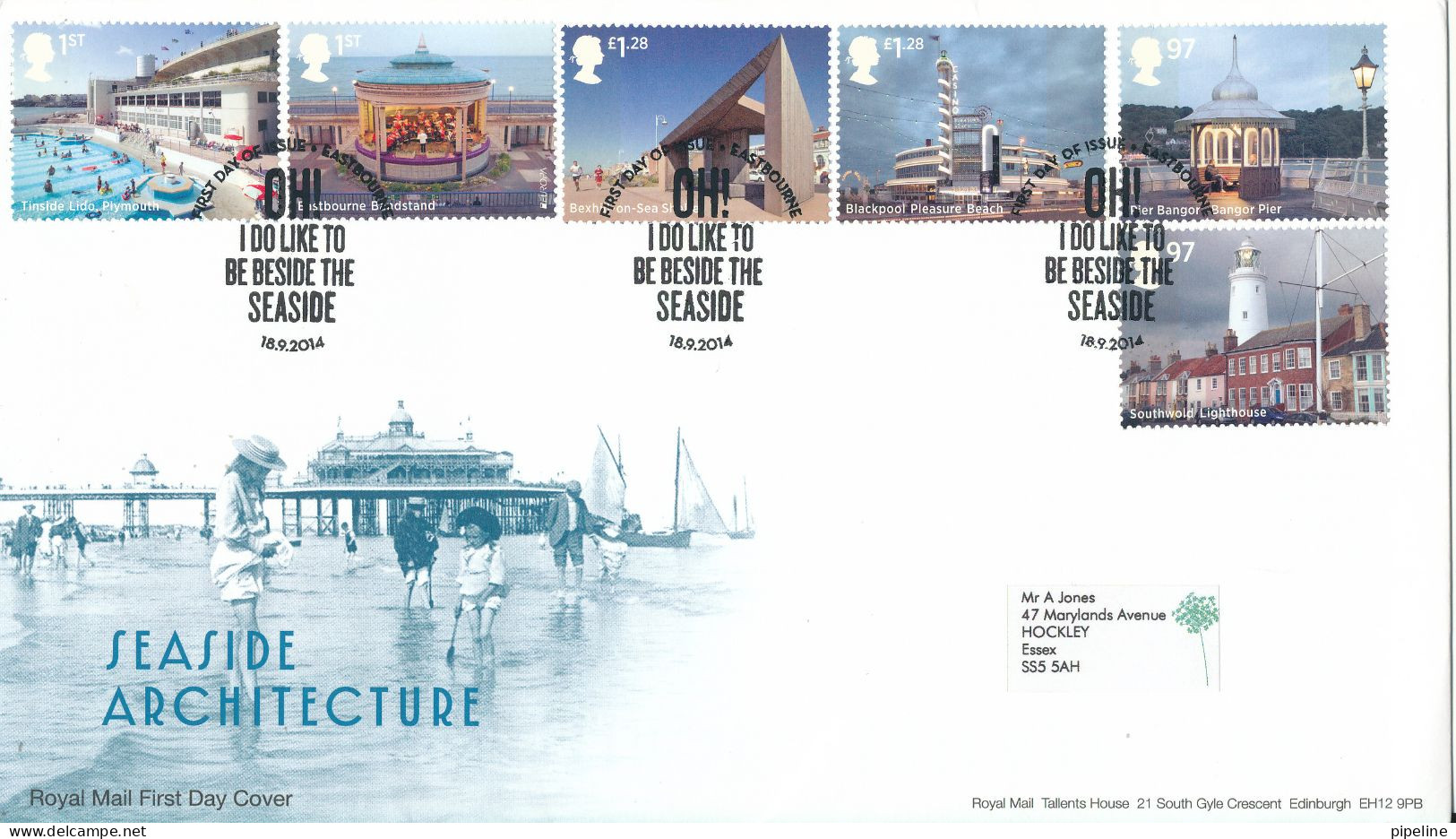 Great Britain FDC 18-9-2014 SEASIDE ARCHITECTURE Complete Set Of 6 With Cachet - 2011-2020 Em. Décimales