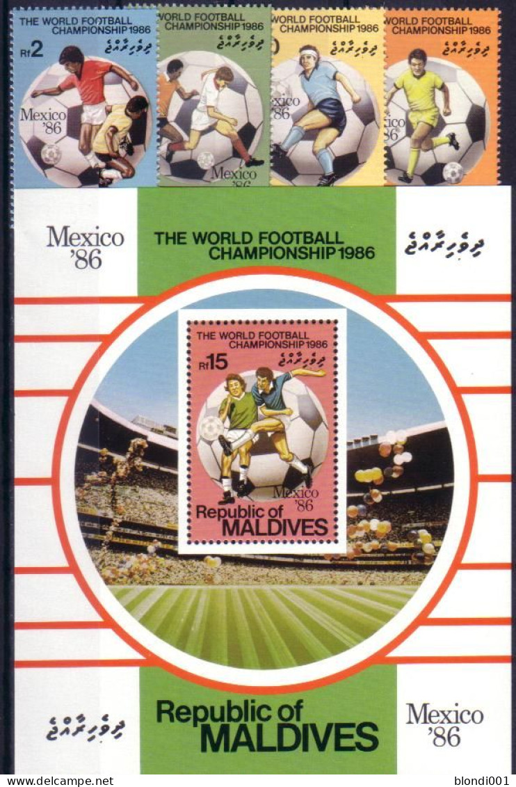 Soccer World Cup 1986 - Football - MALDIVES - S/S+Set MNH - 1986 – Mexico