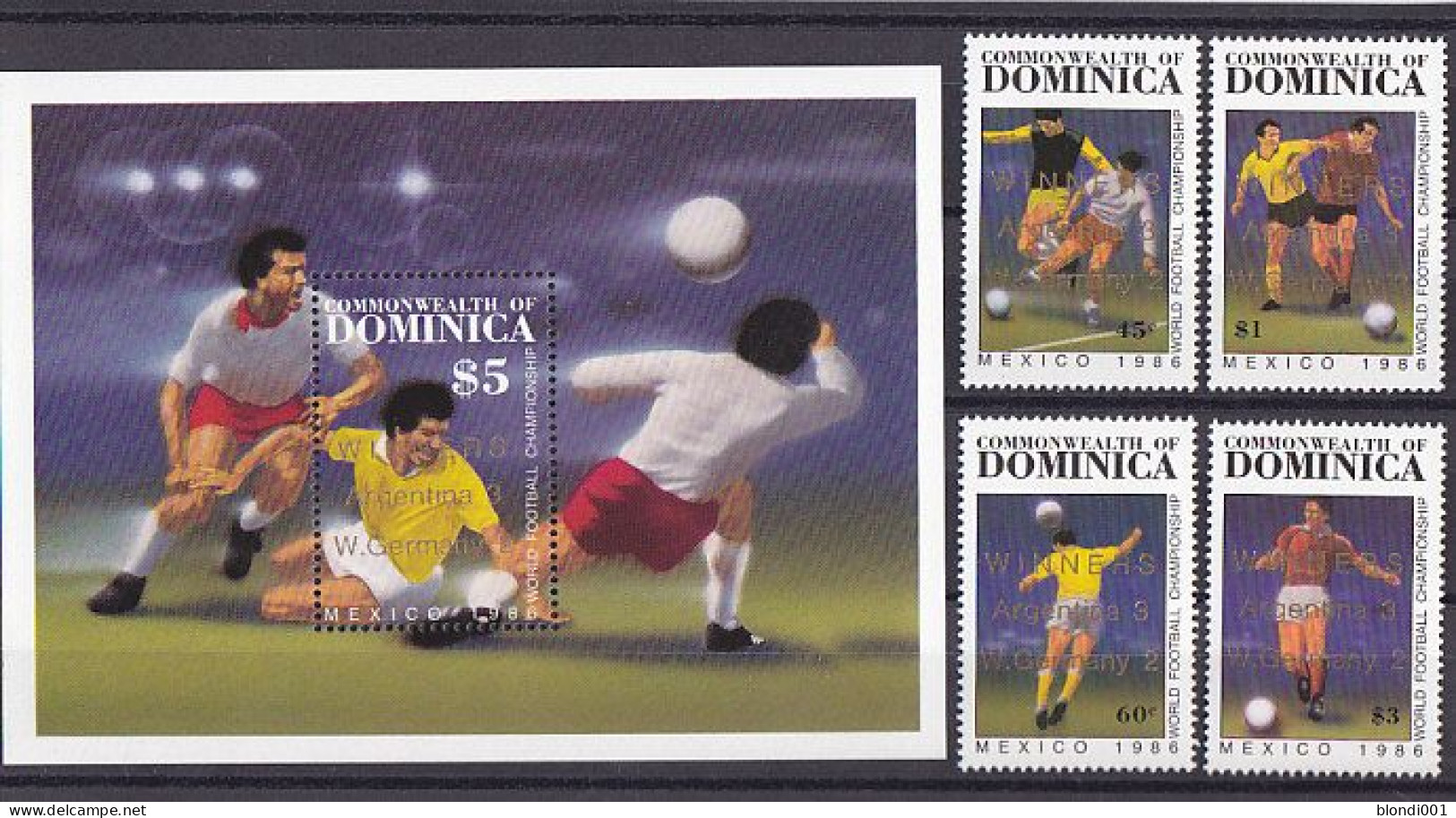 Soccer World Cup 1986 - Football - DOMINICA - S/S+Set Ovp MNH - 1986 – Mexico