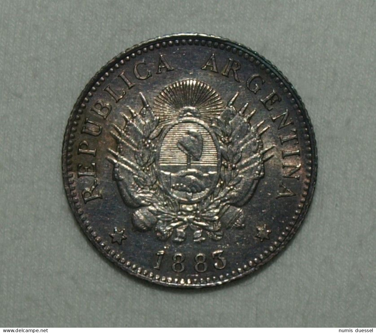 Silber/Silver Argentina/Argentinien Liberty Head, 1883, 20 Centavos Funz/AU - Argentina