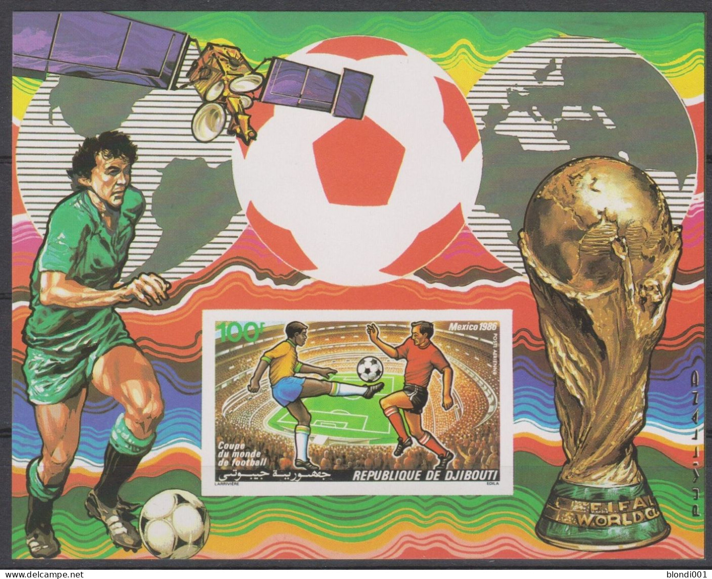 Soccer World Cup 1986 - Football - SPACE - DJIBOUTI - S/S Imperf. MNH - 1986 – Mexico