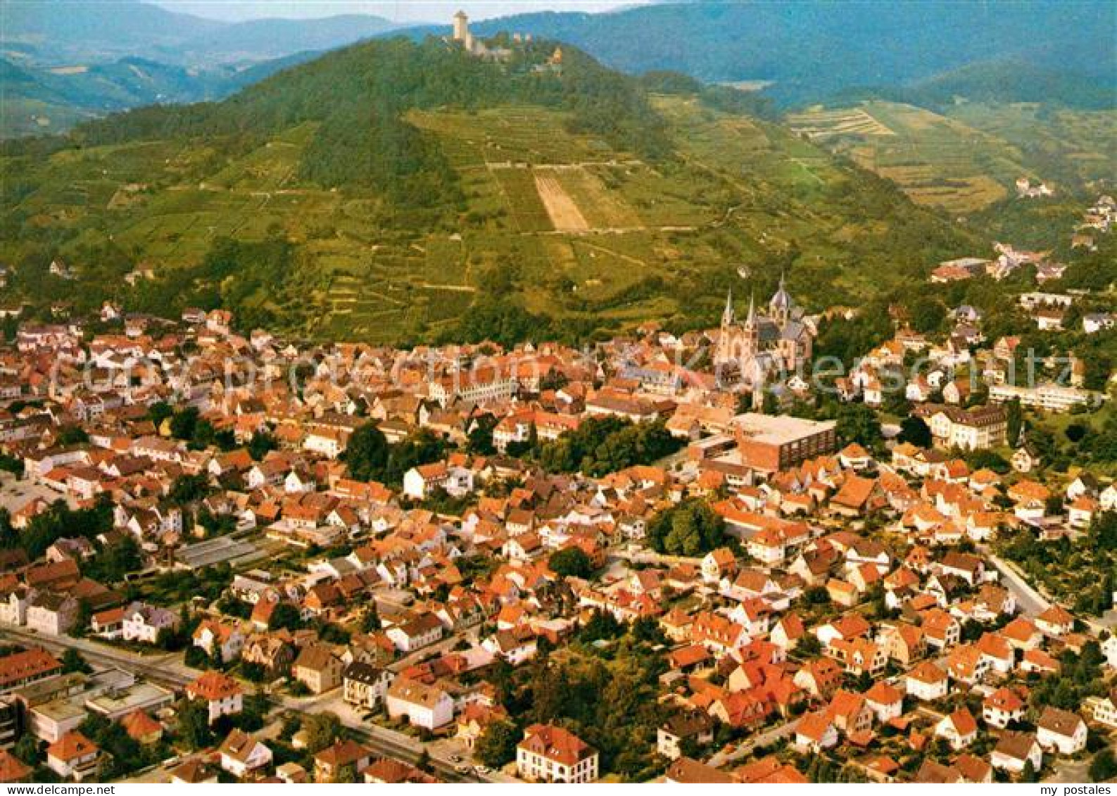 72878539 Heppenheim Bergstrasse Stadtbild Mit Starkenburg Luftkurort Fliegeraufn - Heppenheim