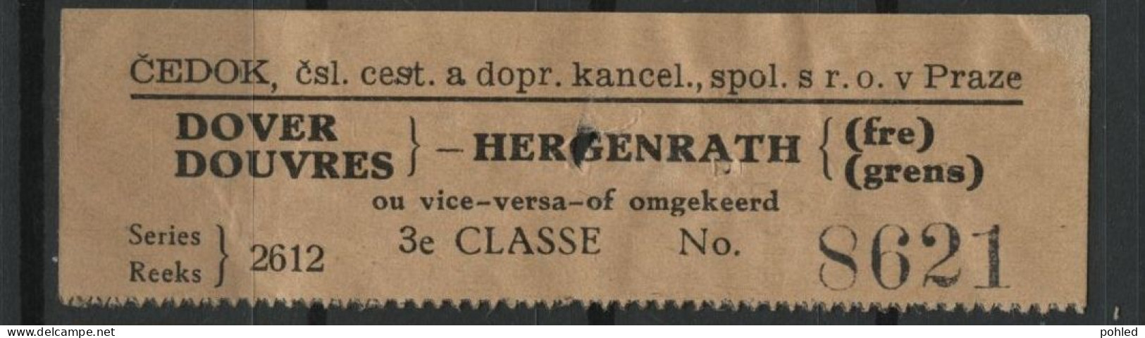 01240*DOVER-HERGENRATH*VERY SPECIAL TRAVEL AGENCY OLD RAILWAY TICKET - Europe