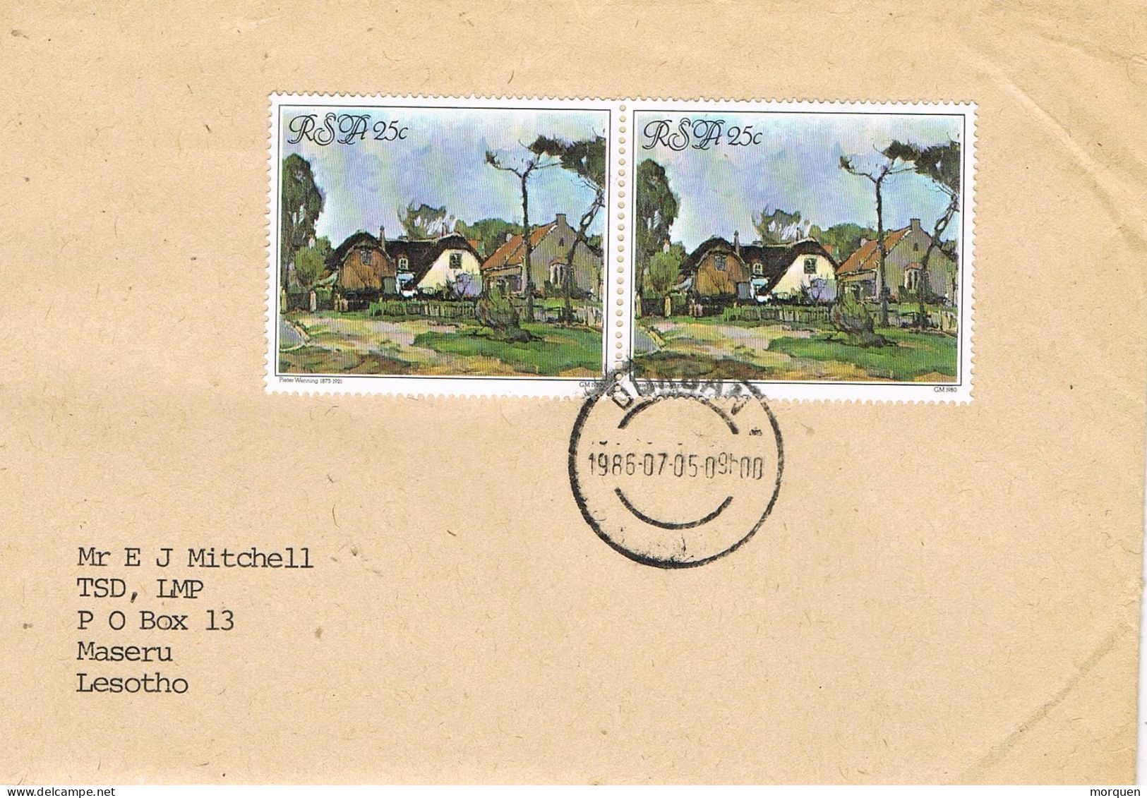 54159. Carta DURBAN (Soith Africa) 1986 To Lesotho - Brieven En Documenten