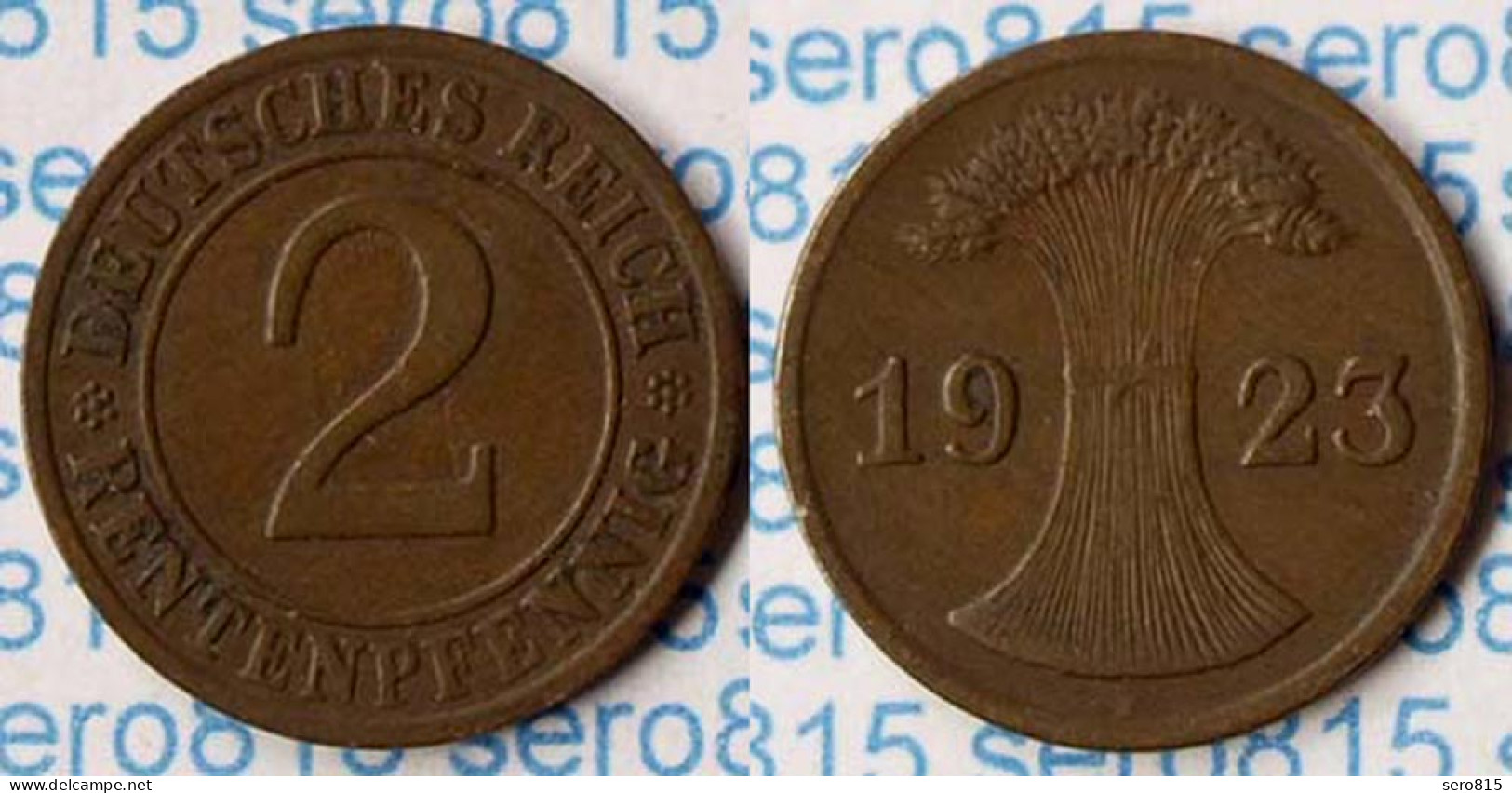 2 Rentenpfennig 1923 F Weimar Jäger Nr. 307     (P711 - 2 Rentenpfennig & 2 Reichspfennig