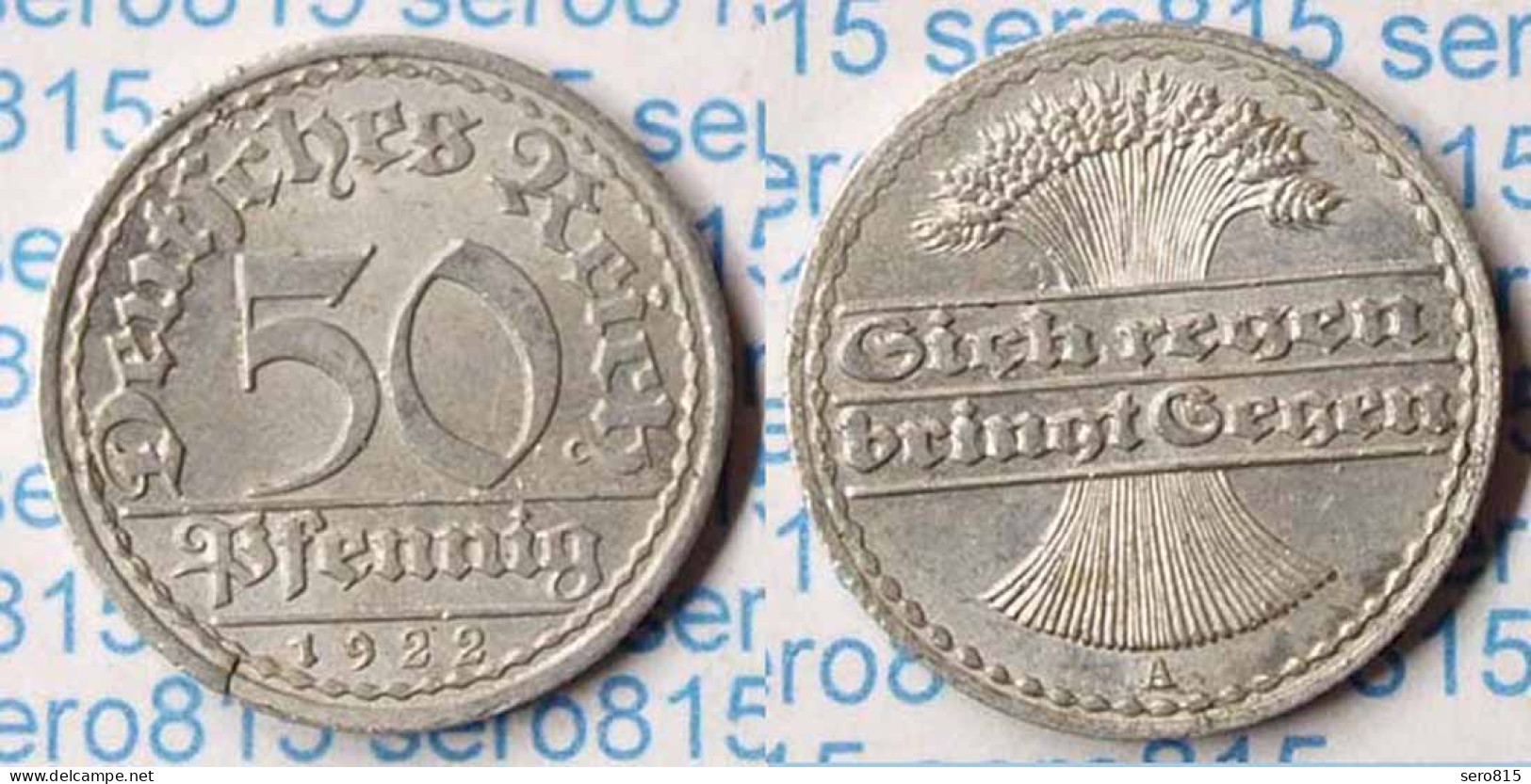 50 Pfennig 1922 A Deutsches Reich Weimar Jäger Nr. 301 (p710 - 50 Rentenpfennig & 50 Reichspfennig