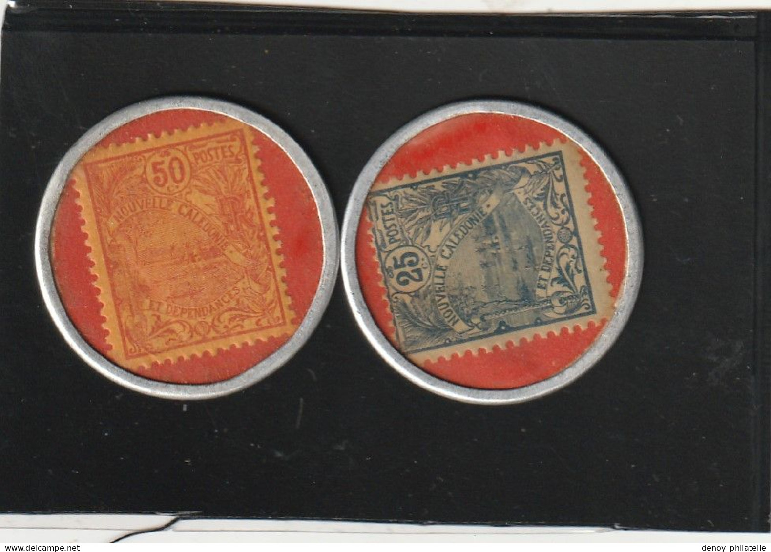 NOUVELLE-CALEDONIE - Timbres Monnaie - 95 Et 100, Jeton Aluminium: 25c. Et 50c "Nouméa - Banque Indochine" - Nuova Caledonia