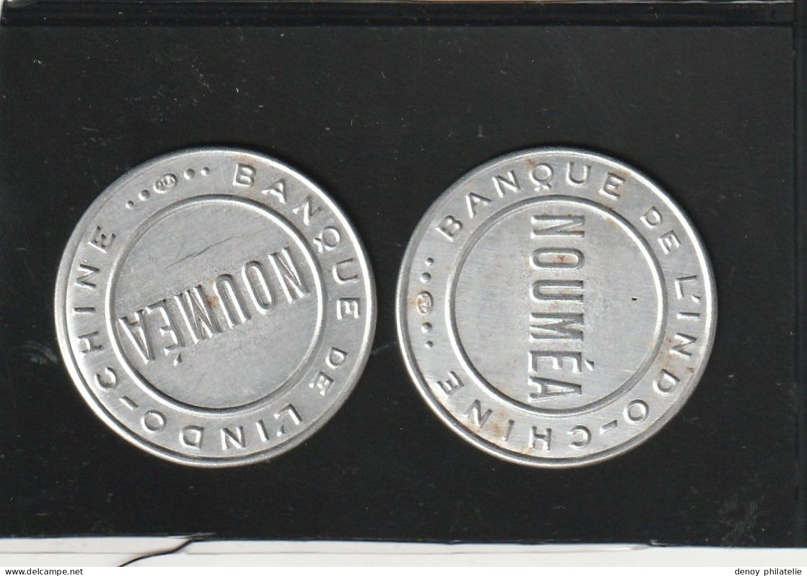 NOUVELLE-CALEDONIE - Timbres Monnaie - 95 Et 100, Jeton Aluminium: 25c. Et 50c "Nouméa - Banque Indochine" - Neu-Kaledonien