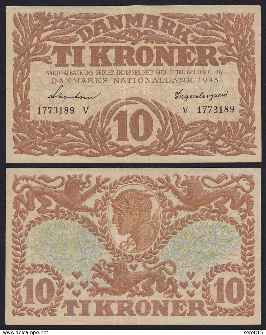 DÄNEMARK - DENMARK 10 KRONOR 1943 VF  Pick 31p    (19855 - Dänemark