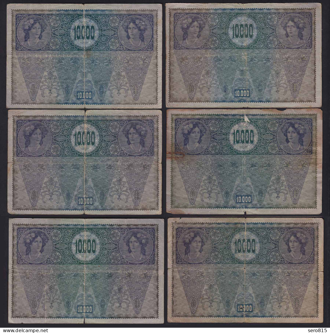 Österreich - Austria 6 St. á 10000 10.000 Kr. 1919 Pick 66 2. Auflage Gebraucht - Oesterreich