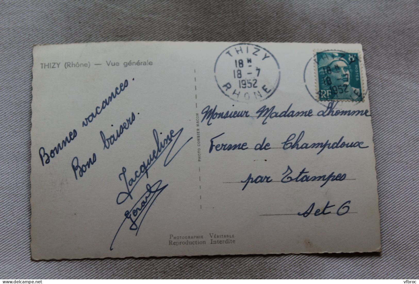 L653, Cpsm 1952, Thizy, Vue Générale, Rhône 69 - Thizy