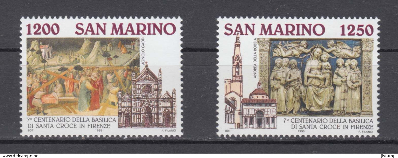 San Marino 1995 Santa Croce Basilica,Scott#1334-1335,MNH,OG,VF - Nuovi