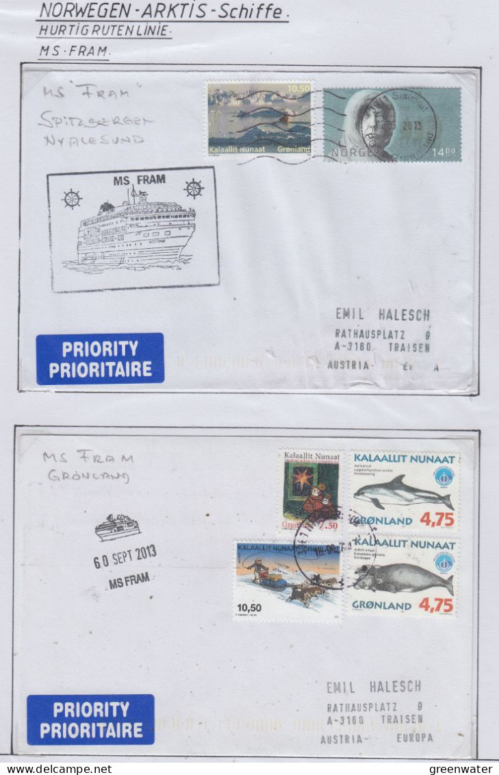 Norway & Greenland Hurtigruten MS Fram  2 Covers  (HI156A) - Polar Ships & Icebreakers