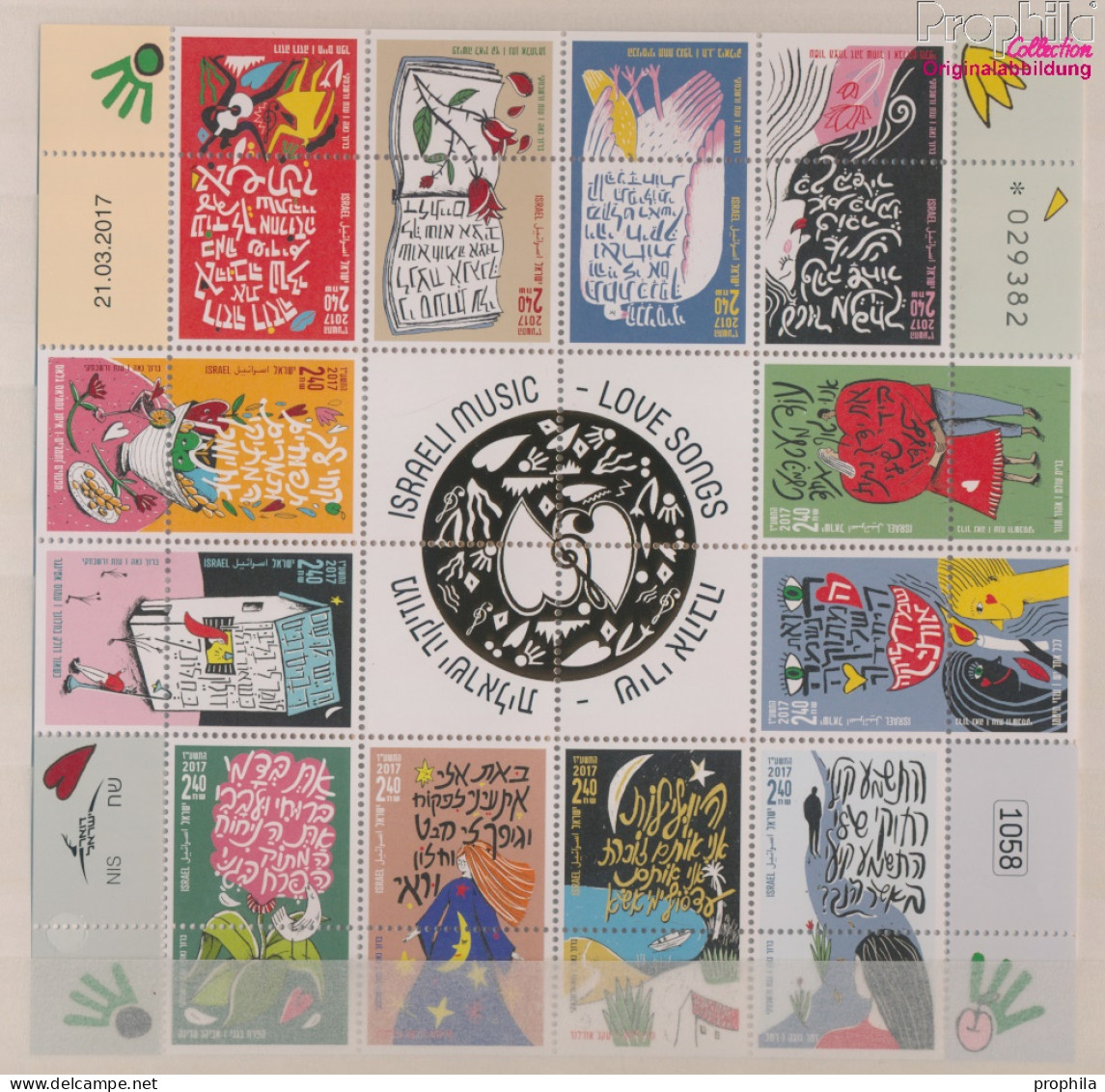 Israel 2568-2579 Zd-Bogen (kompl.Ausg.) Postfrisch 2017 Liebeslieder (10339333 - Unused Stamps (without Tabs)