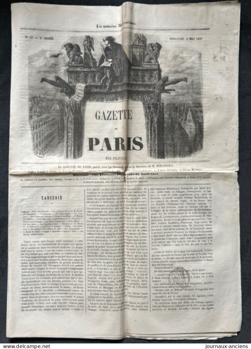 1857 GAZETTE DE PARIS N° 57 - Gustave DORÉ - Extrême Rare - Non Classés