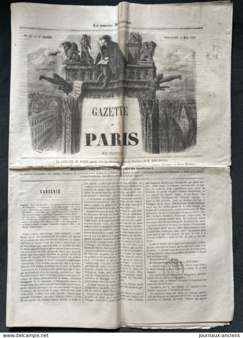 1857 GAZETTE DE PARIS N° 57 - Gustave DORÉ - Extrême Rare - Ohne Zuordnung