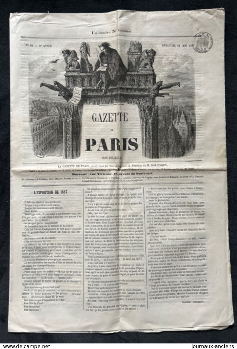 1857 GAZETTE DE PARIS N° 60 - Gustave DORÉ - Extrême Rare - Ohne Zuordnung