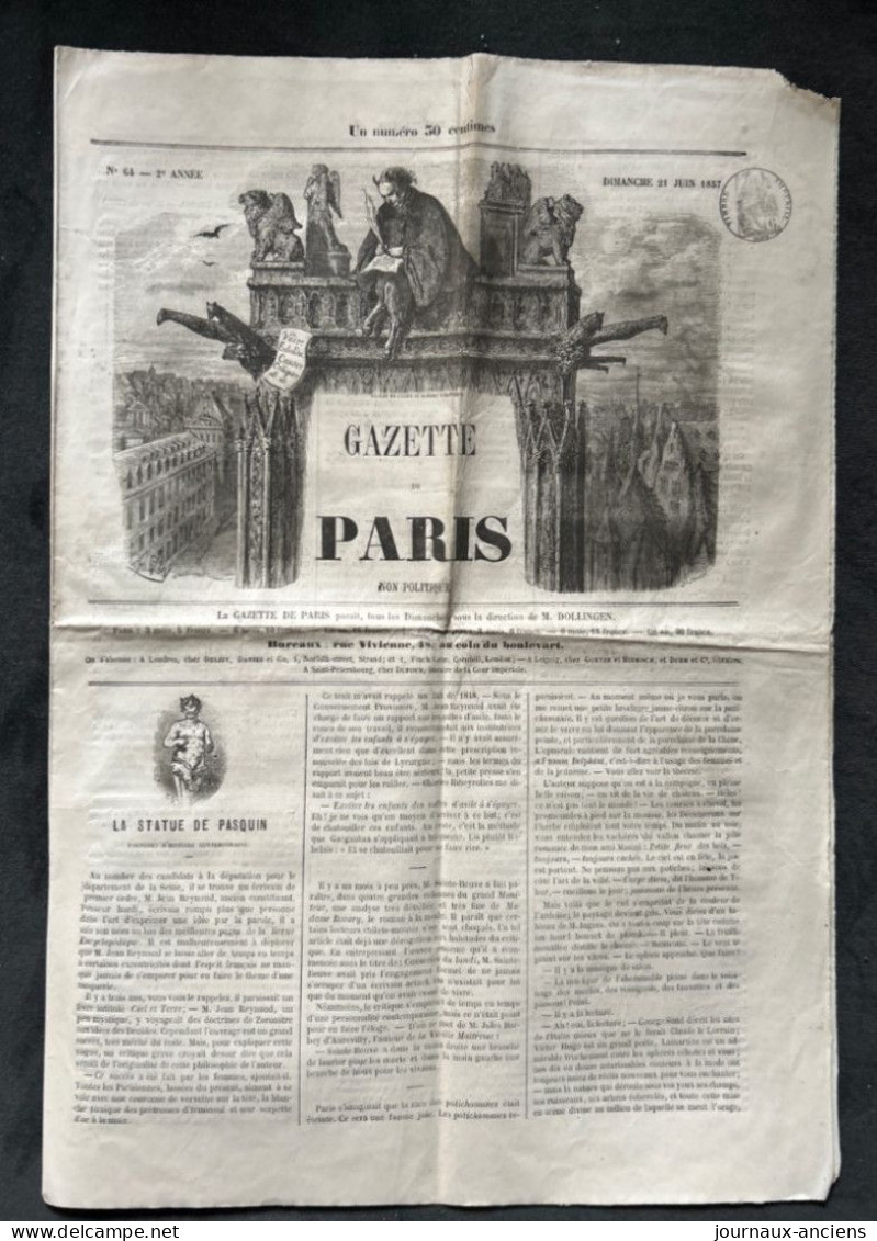 1857 GAZETTE DE PARIS N° 64 - Gustave DORÉ - Extrême Rare - Ohne Zuordnung