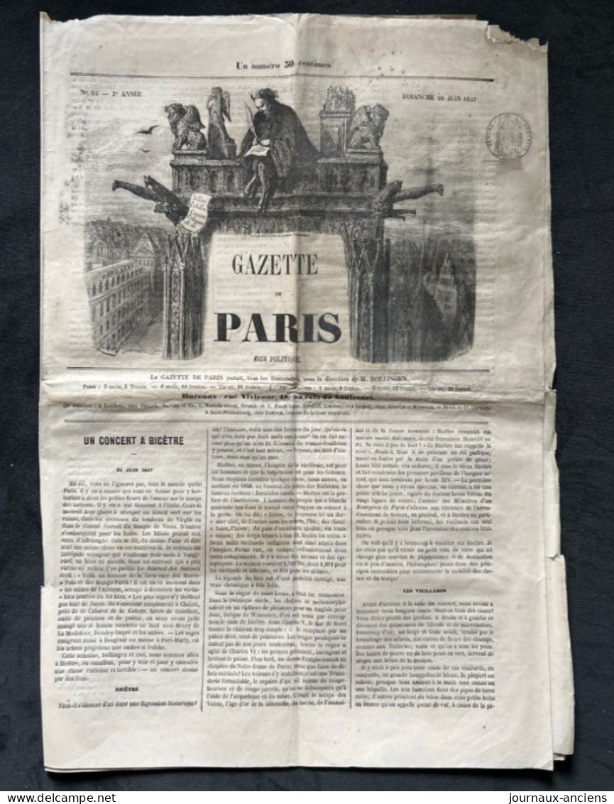 1857 GAZETTE DE PARIS N° 65 - Gustave DORÉ - Extrême Rare - Ohne Zuordnung