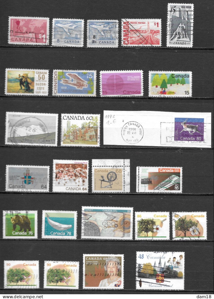 CANADA LOT 25 TIMBRES OBLITERES NOEL OURS BELUGA CARIBOU POIRIER VISITE PAPE ETC... - Collections