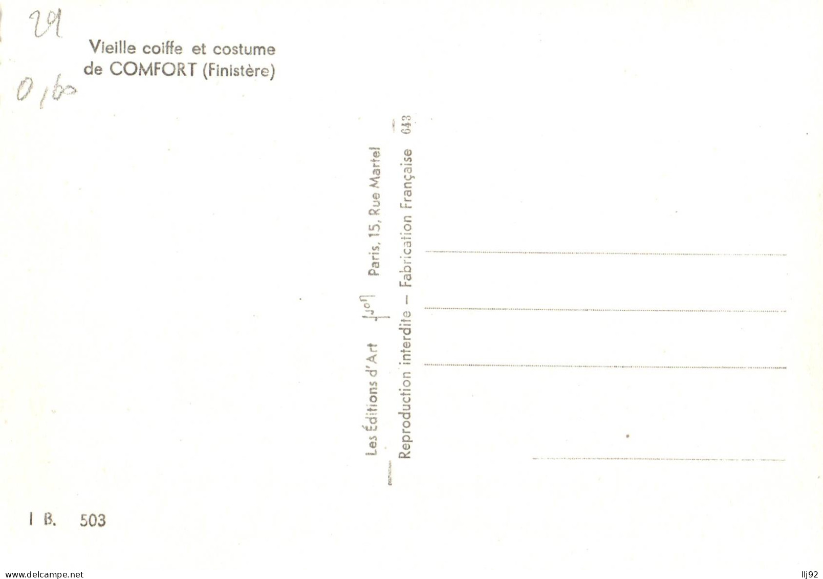 CPSM GF 29 - COMFORT (Finistère) - Vieille Coiffe Et Costume - Confort-Meilars