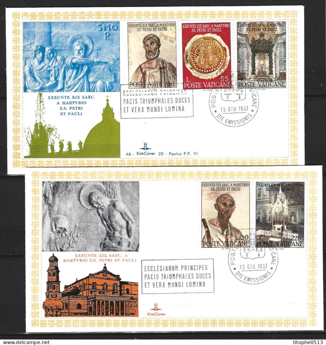 VATICAN. N°466-70 Sur 2 Enveloppes 1er Jour De 1967. Saint Pierre Et Saint Paul. - Cristianismo