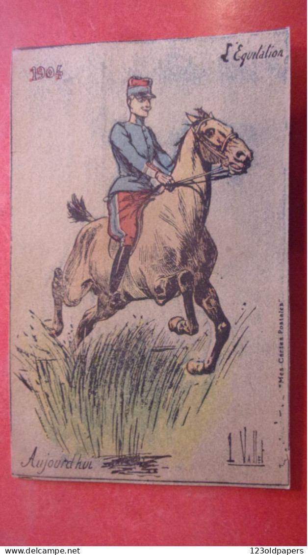 ILLUSTRATEUR LOUIS VALLET L EQUITATION AUJOURD HUI 1904  COLL MES CARTES POSTALES MILITAIRE CHEVAL - Vallet, L.