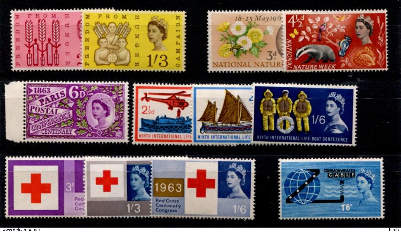 Great Britain - 1963 Full Commemorative Year - MNH ** - (Grande-Bretagne- Commemoratifs Année 1963 Complets - NSC**) - Unused Stamps