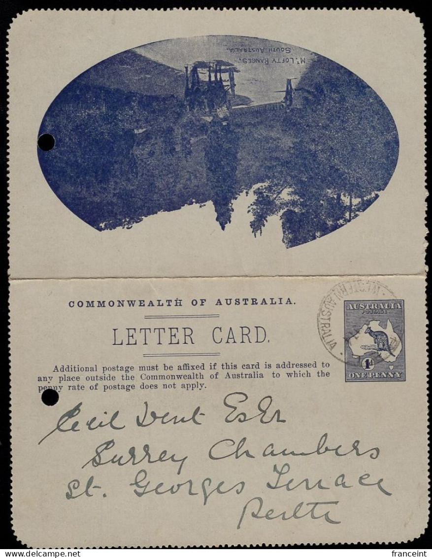 AUSTRALIA(1914) Mt. Lofty Ranges, SA. Illustrated Lettercard (used). LC14-84D. - Interi Postali