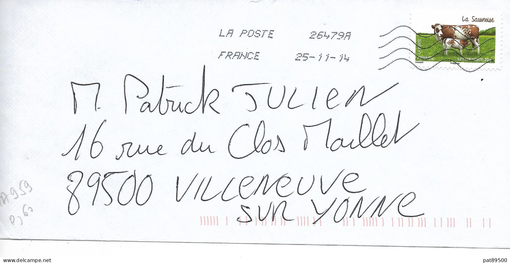 France 2014 - AA 959- OBLITERE S/enveloppe 11/2014 / Vaches De Nos Régions : LA SAOSNOISE - Sarthe Et Mayenne/LOT B - Cartas & Documentos
