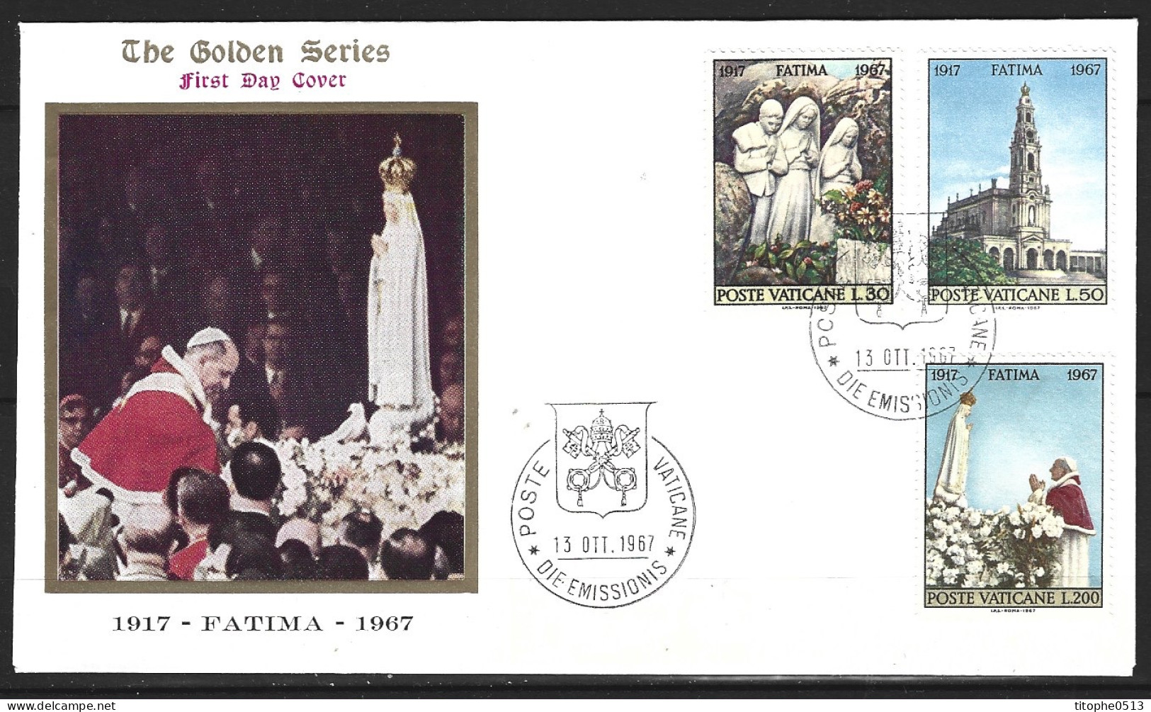 VATICAN. N°473-5 Sur Enveloppe 1er Jour De 1967. Apparitions De Fatima. - Cristianismo