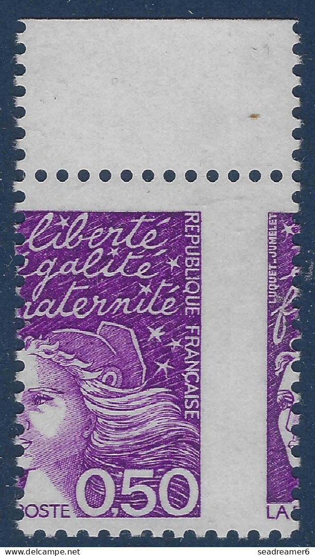 France Liberté Gandon N°3088f** 50c Violet Rouge BDFeuille Variété Piquage à Cheval Lateral TTB - 1997-2004 Marianne (14. Juli)