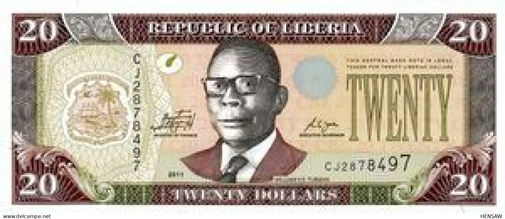 LIBERIA 20  DOLLARS 2011 P 28g UNC NEW NUEVO - Liberia