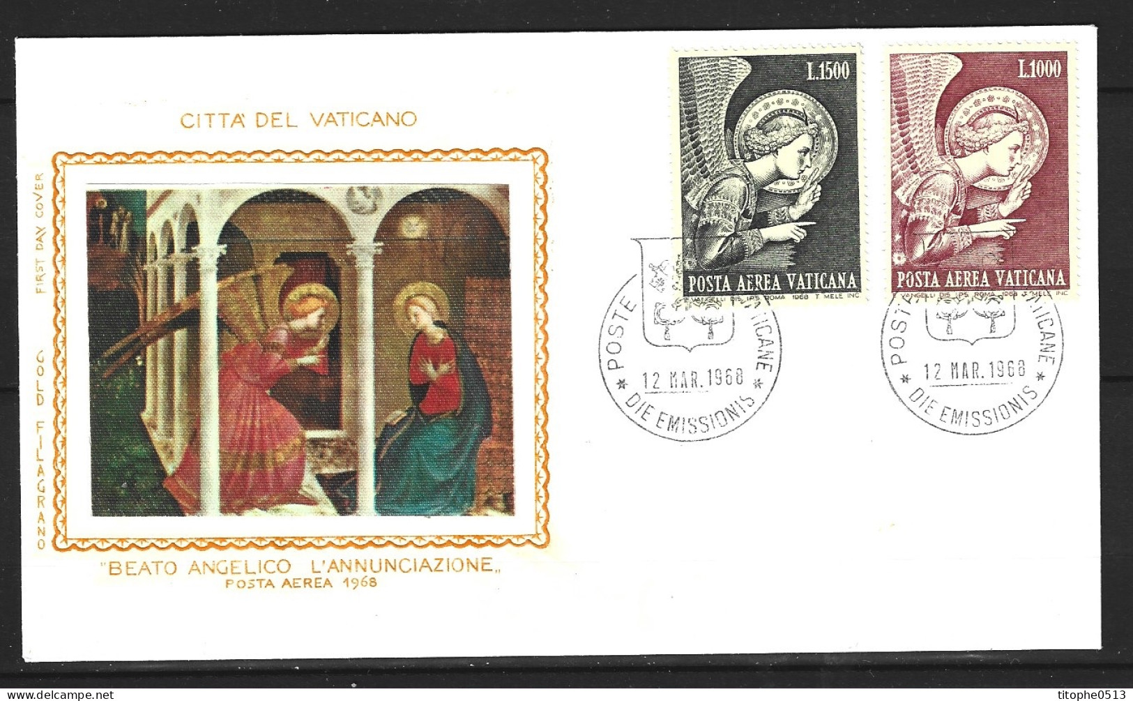 VATICAN. PA 53-4 Sur Enveloppe 1er Jour De 1967. L' Annonciation Par Fra Angelico. - Religión
