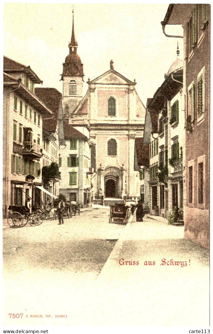 - B25307CPA - SCHWYZ - SUISSE - Gruss Aus - Eglise - Carte Pionniere - Parfait état - EUROPE - Schwytz