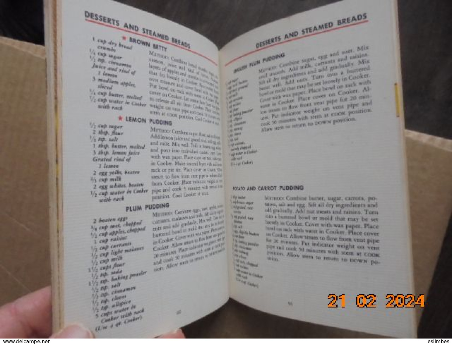 National Presto Cooker (Model '40') Recipe Book : Instructions And Cooking Time Tables 1947 - Américaine