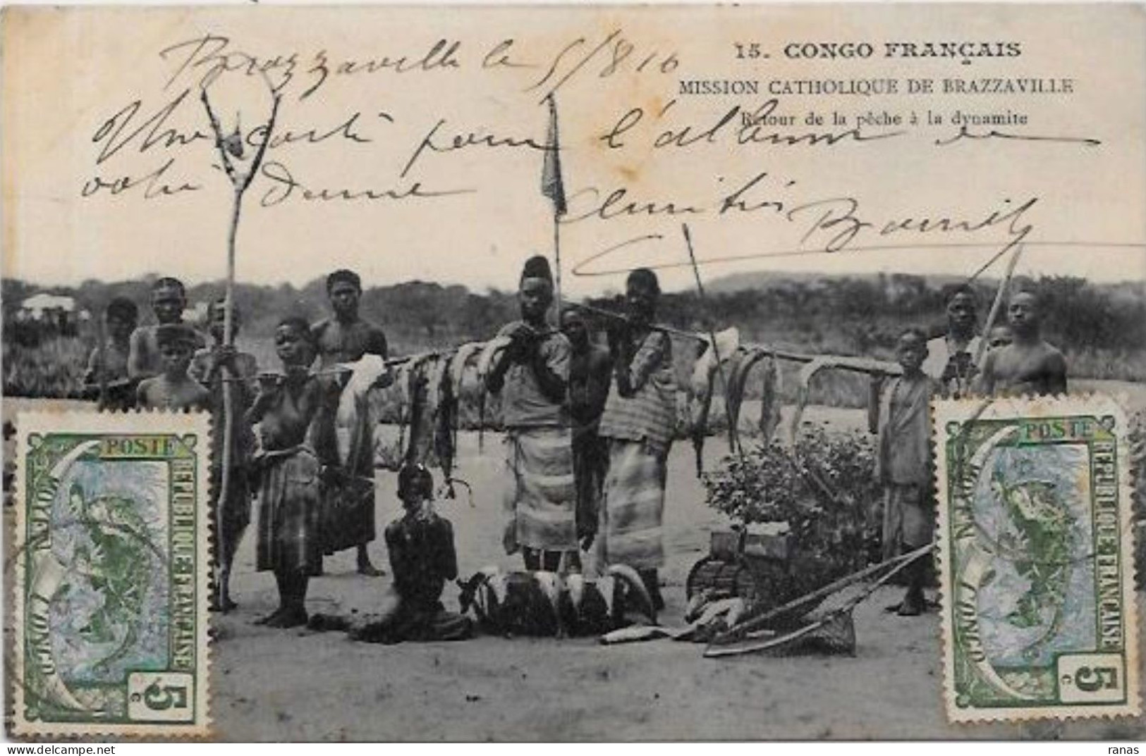 CPA Congo Ethnic Afrique Noire Type Circulé Pêche à La Dynamite Métier - Congo Francese