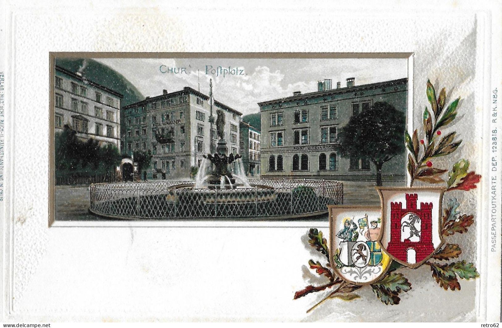 CHUR ► Schöne Alte Präge-Lithokarte Vom Postplatz Ca.1900 - Coira