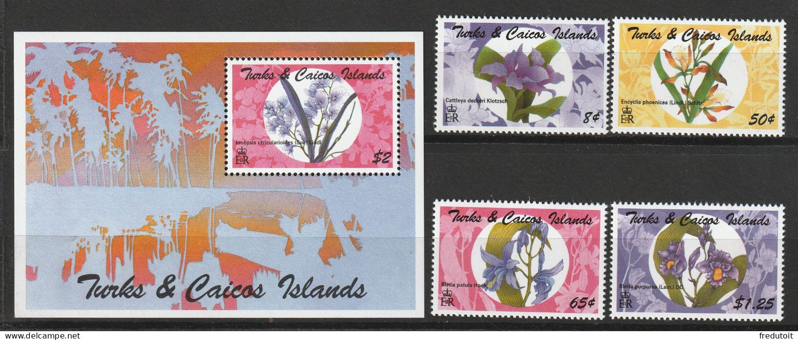 TURKS & CAICOS ISLANDS - N°1086/9+BLOC N°141 ** (1994) Orchidées - Turks & Caicos (I. Turques Et Caïques)