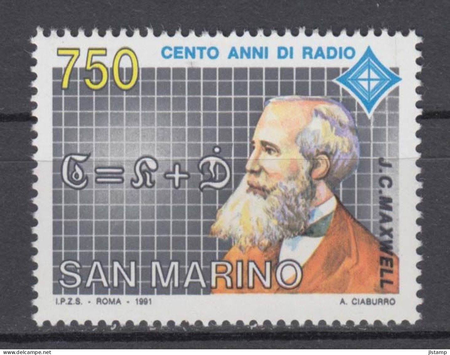 San Marino 1991 Maxwell,Radio Cent,Scott#1242,MNH,OG,VF - Unused Stamps