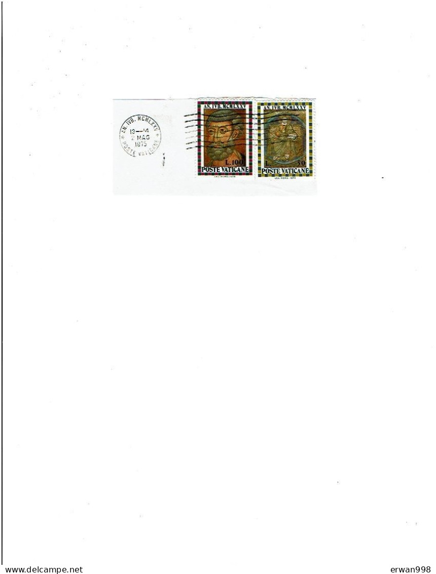VATICAN - 2 Enveloppes Avec Timbres Et Flamme Pl. Saint-Pierre 1  Fragment & 2 Timbres Religion - Chrétienté      829 - Lettres & Documents