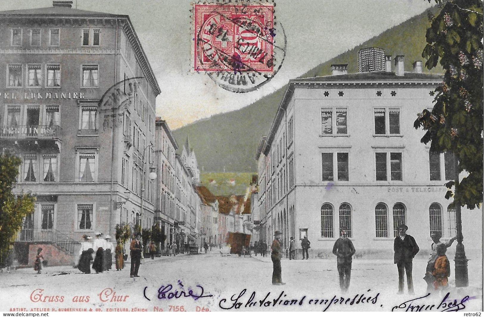 GRUSS AUS CHUR ►Hotel Lukmanier Mit Der Post - Telegraph Anno 1905 - Coire