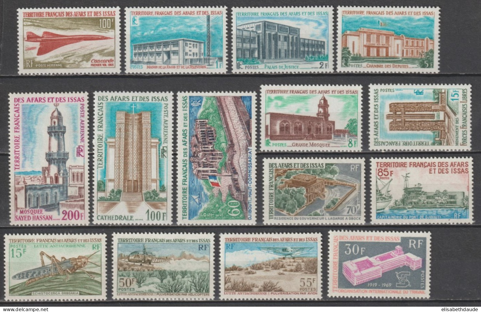 AFARS ET ISSAS - 1969 - ANNEE COMPLETE AVEC POSTE AERIENNE YVERT N°343/354 + A60/62 ** MNH - COTE = 101 EUR. - Unused Stamps
