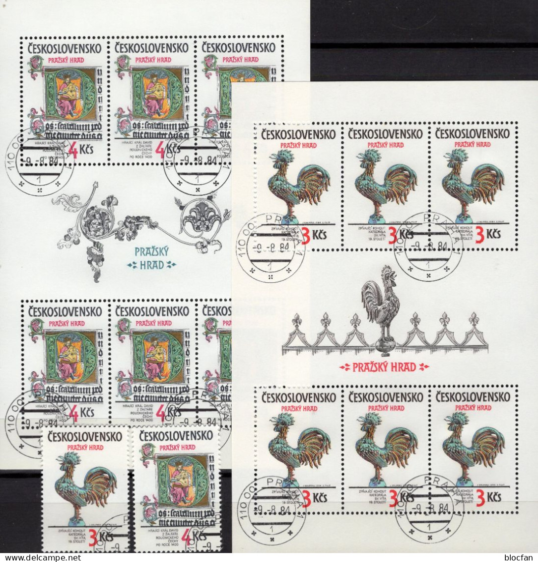Wetterhahn Königs-Initiale CSSR 2773/4+Kleinbogen O 14€ Kunst In Prag Sheet Painting Blocs Sheetlets Bf Tschechoslowakei - Used Stamps
