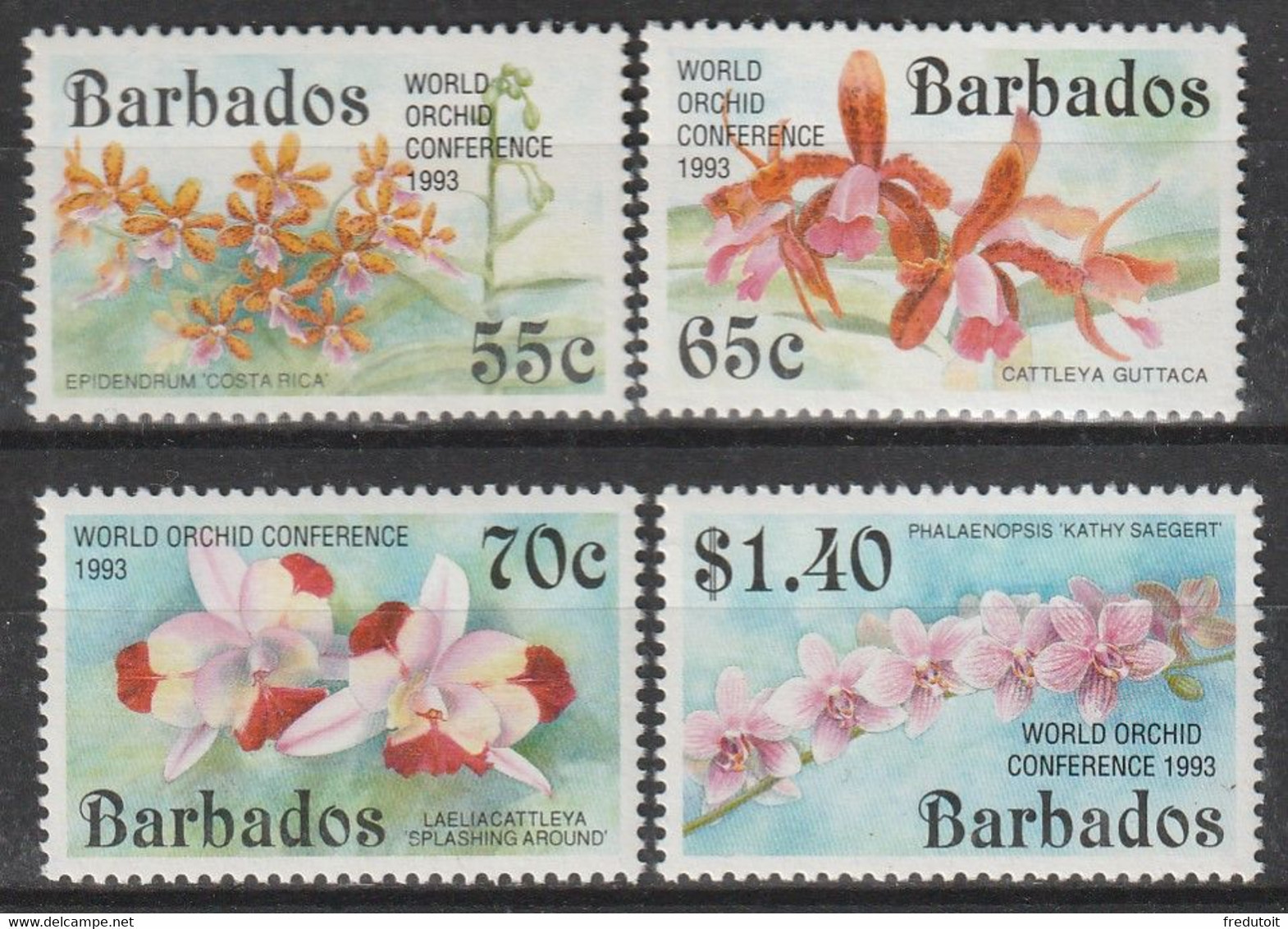 BARBADOS - N°852/55 ** (1993) World Orchid Conférence 1993 - Barbades (1966-...)